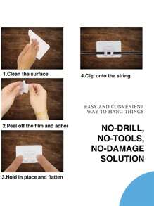 50pcs Outdoor String Light Hooks With Adhesive Strips - Waterproof, UV-Resistant, Non-Damaging, Tool-Free Installation, Suitable For Christmas, Patio, Garden, Balcony Decoration,Bathroom Shelf,Hangers Hooks Hanger,Wall Pictures,White Hook,Black,Sticky Wall Hooks,Purse Hanger Wall,Wall Hangings,Picture Frame Hooks