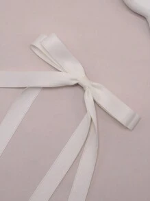 1 件/2 件女士纯色面料甜美蝴蝶结发夹发夹头饰，休闲时尚发饰适合返校、情人节、日常佩戴爪夹发夹 - 米色雙層飄帶髮夾 - 查看 3