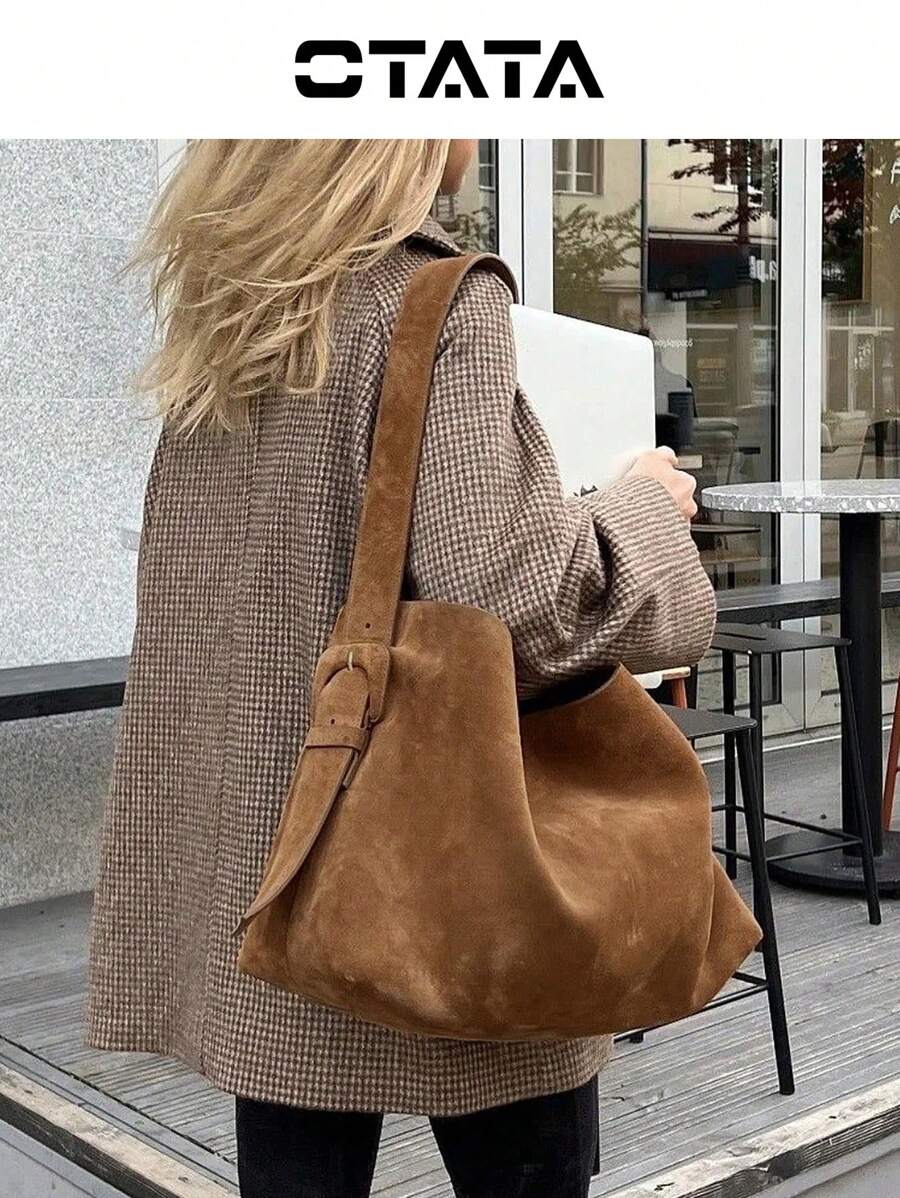 2025 Nova Bolsa Retro Marrom Grande Capacidade Bolsa Balde, Bolsa de Ombro, Bolsa de Axila, Bolsa Crossbody Bolsa de Lazer Feminina para Negócios Bolsa de Viagem Diária Bolsa de Estudante Feminina, Adequada para Trabalho, Compras e Uso Diário