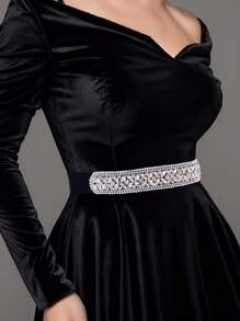 1 szt. Błyszczący, uniwersalny pasek do sukienki z kryształkami, formalny dodatek do stroju na występy, wesela, panny młode - czarna wstążka - Zobacz 7
