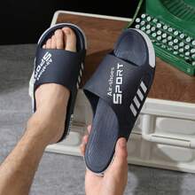 Chanclas para hombre, sandalias casuales para exterior e interior, antideslizantes, para estudiantes y parejas, de PVC (se recomienda pedir una talla talla grande grande) - Azul Marino - Ver 4