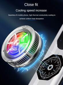 1 pièce Ventilateur de refroidissement pour téléphone avec lumière RGB magnétique noire, ventilateur à cristaux de glace, radiateur de refroidissement à semi-conducteurs, dissipateur de chaleur de jeu pour téléphone/tablette, 2 vitesses réglables ; pochette de transport incluse