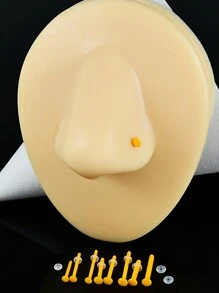 1 pieza Aro de nariz de vidrio de color transparente Retén de aro recto para perforación corporal Joyería