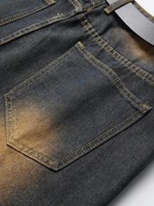 Men's Slim Fit Straight Leg Distressed Jeans, Casual Everyday Fashion, Emo Style