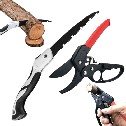 Kit Para Jardinagem Paisagismo Serrote Serra De Podar Árvore Tesoura De Poda Galhos Cerca Viva