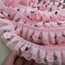 1 stuk dubbellaags kant rand 3D bloemen ruche Lolita stijl rand decoratie