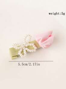 1pc Sweet Floral Rose Pearl Hair Clip Decorative Hairpin For Bangs & Strands - 1pcs - View 8