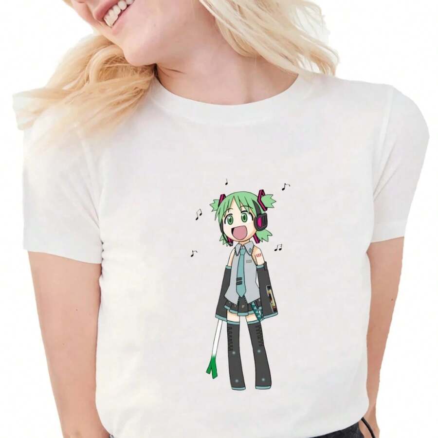 Wo Anime Yotsuba Koiwai T-Shirts Clothing Girl Streetwear Gothic Tops Tshirt Cute Cartoon Graphic Print Funny Tee Shirt - 白色 - 查看 1
