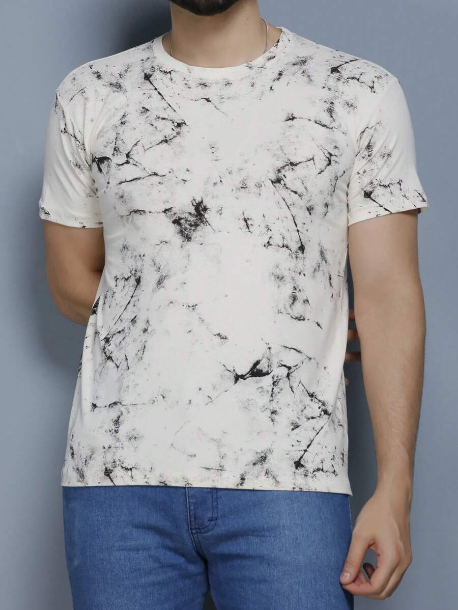 Short Sleeve T-Shirts With All-Over Print Visco Lycra Mesh