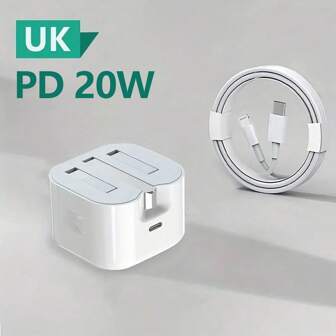 1 套 PD 20W 快速充电英国插头充电器适配器 + 3.3 英尺/100 厘米高效数据传输快速充电线兼容 14 系列/13/12/11/XS/XR/8/7/6/iPad 适用于旅行、办公室、宿舍和家庭