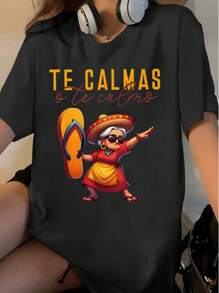 180g Pure Cotton Short Sleeved Single-Sided Printed T-Shirt, "Mexican Mom". Retro Hip-Hop Style, Street Y2K Printed Short Sleeved Top, Sports T-Shirt. Suitable For Saint Patrick's Day Gift Selection In Spring And Summer, Party Gifts, And Essential Gifts For School Start. Neutral Casual Round Neck T-Shirt.