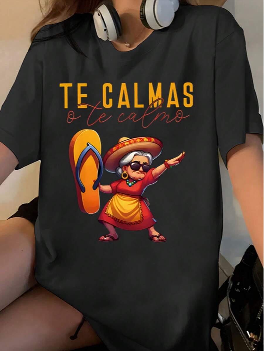 180g Pure Cotton Short Sleeved Single-Sided Printed T-Shirt, "Mexican Mom". Retro Hip-Hop Style, Street Y2K Printed Short Sleeved Top, Sports T-Shirt. Suitable For Saint Patrick's Day Gift Selection In Spring And Summer, Party Gifts, And Essential Gifts For School Start. Neutral Casual Round Neck T-Shirt.