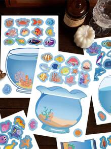 YWWBLD 8 件梦幻鱼缸拼图贴纸笔记本电脑手册手机壳贴花 - 彩色 - 查看 6