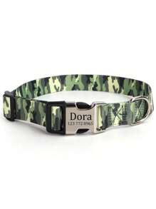 Collar personalizado para perro, con patrón de camuflaje, placa de identificación grabada con nombre personalizado y ajustable, para evitar que se pierda la mascota - cuello - Ver 8