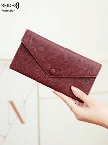 CHARM INFINITE Portefeuille femme anti-vol RFID  doux de type enveloppe style minimaliste slim, porte-monnaie porte-cartes, portefeuille long