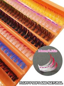 Asiteo 126 Cluster D-Shaped Curly 80D Ombre Colorful Lightweight Faux Mink Cluster Lashes - DIY Reusable False Eyelashes, Suitable For Music Festivals, Pre-Segmented Self-Lash Extension, Easy To Create Perfect Makeup At Home - D - View 5