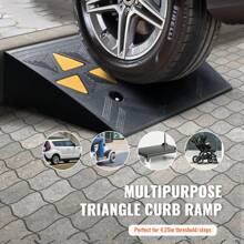 Rubber Curb Ramp 1 Or 2 Pack, 19.7 X 15.0 X 5.9" To 39.4 X 9.8 X 3.5" Rise Height Heavy-Duty 15 T Capacity Threshold Ramps, Driveway Ramps With Stable Grid Structure For Cars, Wheelchairs, Bikes, Motorcycles - 19.7 X 11.8 X 4.25" 1 Pack - View 2