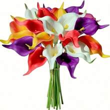4/10/20 Piezas Flores Artificiales de Cala Lili, Flores de Cala Lili Realistas de Textura Simulada para Decoración del Hogar, Jardín, Oficina, Fiesta, Boda, Ramo, Centro de Mesa, Pascua - Multicolor - Ver 92