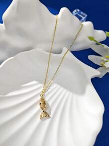 1 件 24K 镀金锦鲤设计吊坠耳环，时尚持久，创意珠宝 - 金色 - 查看 6