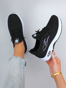 STEPREACH 秋冬女士春季新款休闲运动鞋，时尚透气轻便防滑运动鞋，平底乐福鞋 - 黑色 - 查看 3