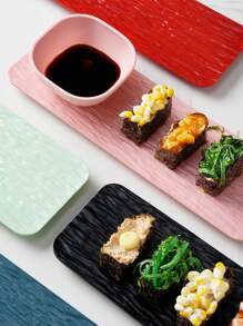 2 件创意石纹盘子，11.4 英寸（约 29 厘米）PP 托盘寿司盘，矩形盘子，适用于寿司、甜点、开胃菜、肉类、礼品，适用于微波炉和洗碗机 - 彩色 - 查看 7