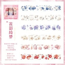 6 rotoli di adesivi a forma di fiori, nastro floreale trasparente in PET per agenda, fai-da-te, custodie per cellulare, scrapbook, calendario, buste, decorazione
