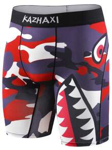 5pcs/Pack Men's Camo Shark Teeth Digital Print Boxer Briefs - Multicolor - View 6