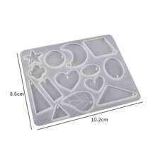 2 Khuôn nhựa silicon hình ngôi sao mặt trăng trái tim có lỗ để làm vòng cổ, khuyên tai, mặt dây chuyền trang sức bằng nhựa Epoxy DIY - trắng - Xem 2