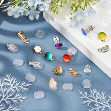 MAGICALCUTDIE 40pcs 4 Colors Stainless Steel Clip-On Earrings Non Pierced Earrings Hypoallergenic Clip Round Earring With Silicone Earring Pad For Jewelry Making
