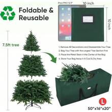 7.5 Ft Extra Large Christmas Tree Storage Bag With Reinforced Handles And Dual Zippers For Wide Opening (Green),Boho Vibes
