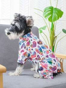 情人节 1 件可爱印花宠物睡衣 Paj 柔软有弹性小狗猫衣服适合中小型男狗和女狗 - 彩色 - 查看 6