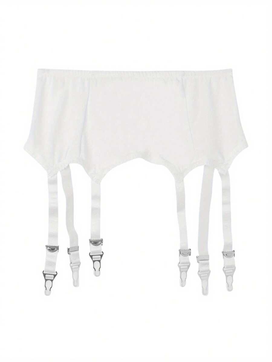 Women Sexy Garter Belt High Waist Suspender Belt, Night Club Elastic 6 Straps Clip Garters - 白色 - 查看 1