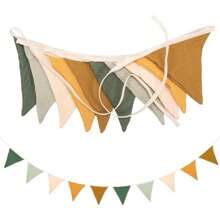 1 件节日三角旗旗帜，涤纶面料可重复使用，多色花环三角彩旗，适用于通用节日室内外波西米亚风装饰、生日派对用品、婚礼新娘送礼会 - 彩色 - 查看 1