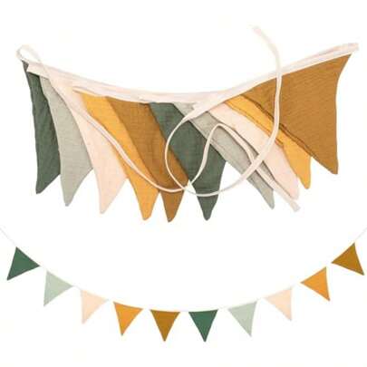1pc Festival Pennant Banner Flags, Polyester Fabric Reusable, Multicolored Garland Triangle Bunting Flags For Universal Holiday Indoor And Outdoor Boho Decoration, Birthday Party Supplies, Wedding Bridal Shower