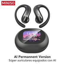 MINISO MS188 AI 语言翻译入耳式耳机支持 150 种语言，智能高清触摸屏实时耳机翻译器，高清音质，超长电池寿命，适合旅行、商务和学习，适用于 Apple 手机、iPad、笔记本电脑，适用于 IOS、Android 用户，适合家人、朋友、孩子、生日、春天、男朋友、女朋友、节日、复活节 2035 时尚无线耳塞带 LED 显示屏 - 触摸控制，入耳式耳机，无线耳塞运动音乐游戏 - 黑色 MS188 AI - 查看 4