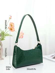 新款银色闪光女士手提包，配有可拆卸肩带和拉链开合 - 经典银色，多功能女包 - 綠色 - 查看 6