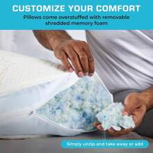 Xtreme Comforts Shredded Memory Foam Pillow- Allergy-Friendly & Cooling Pillow Cover For Side, Back & Stomach Sleepers- Machine Washable - Foam Pillows For Sleeping & Neck Pain Relief (Queen) - 1 - View 3