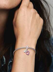 HuooNew 1 pieza Colgante de perla con corazón hueco de piedra de circonita en plata de ley 925, apto para manualidades de joyería, unisex para fiestas