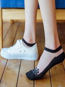 5 pares de medias transparentes de seda de vidrio para mujer, calcetines de unicolor transpirables de baja altura, transparentes, aptos para primavera, verano, uso diario y casual