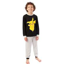 pokemon Pijamas de Pokémon | Conjuntos de pijamas de Pikachu para niños | Pijamas de manga larga para niños - Negro - Ver 2