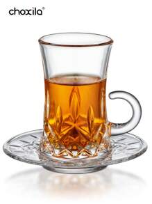 choxila 1 件土耳其茶杯、茶碟、卡瓦杯、阿拉伯茶杯套装、传统玻璃红茶杯套装，非常适合茶会、礼物、乔迁、婚礼、周年纪念返校 - 透明 - 查看 8