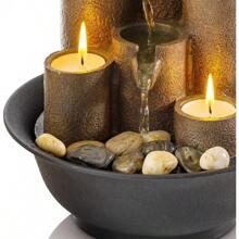 Fuente de mesa interior WCT202 con vela de 3 niveles para escritorio y mesa, 11 pulgadas, marrón - Vela - Ver 7
