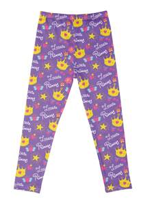 1 Pair Girls Cartoon Print Lightweight Milk Silk Material Leggings, Suitable For Summer Wear