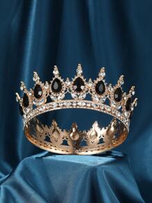 1件巴洛克风格女士奢华新娘头饰，镶钻水晶尖顶皇冠，优雅百搭，适合婚礼、派对、舞会、游行、哥特风装扮、毕业典礼、情人节等场合。 - 彩色 - 查看 5