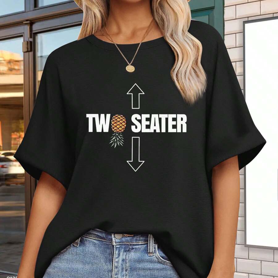 Pineapple Arrow Printed Short Sleeve Large Round Neck T-Shirt Sports Short Sleeve Round Neck T-Shirt Women's Top