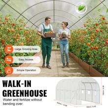 Walk-In Tunnel Greenhouse, 29.5x9.8x6.6 Ft Or 29.2x9.7x6.5 Ft Or 27.4x9.5x7.4 Ft Or 14.6x6.4x6.3 Ft Or 9.6x6.4x6.2 Ft Or 19.4x9.7x6.5 Ft Or 11.3x6.4x6.3 Ft Hoop House With Galvanized Steel Frame, PE Cover, Zipper Door, 12 Windows For Outdoor Use - 14.6x6.4x6.3 ft, White PE Cover, Roll-up Zipper Door and 8 Windows - 查看 5