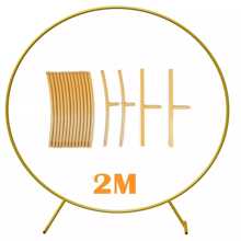 Party Wedding Decor Circle Ring Metal Arch Stand Backdrop Round Ring Artificial Flower Balloons Row Rack For Party Wedding Holiday Decorative,2M Party Favors Room Decor Bride - Gold - View 2