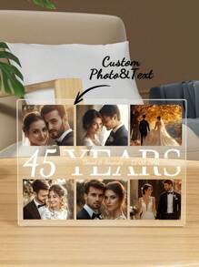 1pc Personalized Acrylic Plaque Custom Photo And Text Couple Unique Gift For Her/Him, Ideal For Valentine's Day, Mother's Day, Birthdays, Anniversaries, Graduation, Weddings, Father's Day, Valentine Day, Valentine Day Decor Gifts