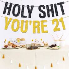 1 zestaw, DIY String Black Glitter You 21/30/40/50/60/70th Birthday Banner, Wszystkiego najlepszego z okazji urodzin 21/30/40/50/60/70th Birthday/Cheers 21/30/40/50/60/70th Birthday, Materiały dekoracyjne na 20. urodziny