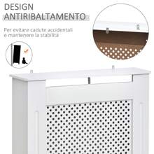 HOMCOM Copritermosifone Moderno a Griglia in MDF, Copertura Termosifone Portatile per Casa e Ufficio, 78x82x19 cm, Bianco - Bianco - Visualizzare 7